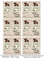 Joy to the World Gift Tags - Golden Bell with Light Green Bow - Folding Design