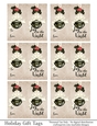 Joy to the World Gift Tags - Dark Green Bell with Cream Bow - Folding Design