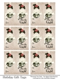 Joy to the World Gift Tags - Light Green Bell with Cream Bow - Folding Design