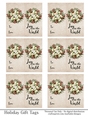 Joy to the World Gift Tags - Cream Poinsettia Wreath - Folding Design