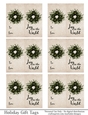 Joy to the World Gift Tags - Dark Green Poinsettia Wreath - Folding Design