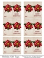 Merry Christmas Gift Tags - Red Poinsettia Flower - Folding Design