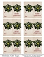 Merry Christmas Gift Tags - Dark Green Poinsettia Flower - Folding Design