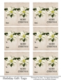 Merry Christmas Gift Tags - Off White Poinsettia Flower - Folding Design