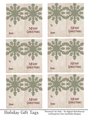 Merry Christmas Gift Tags - Light Green Snowflake - Folding Design