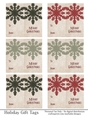 Merry Christmas Gift Tags - Red & Green Snowflake - Folding Design