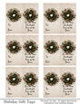 Most Wonderful Time of Year Gift Tags - Dark Green Poinsettia Wreath - Folding Design