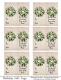 Most Wonderful Time of Year Gift Tags - Light Green Poinsettia Wreath - Folding Design