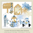 Brrr Its Cold Outside Snowman & Penguin - Colors 4 - Clip Art Graphics