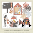 Brrr Its Cold Outside Snowman & Penguin - Colors 6 - Clip Art Graphics