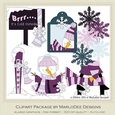 Brrr Its Cold Outside Snowman & Penguin - Colors 7 - Clip Art Graphics