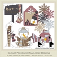 Brrr Its Cold Outside Snowman & Penguin - Colors 8 - Clip Art Graphics