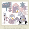 Brrr Its Cold Outside Snowman & Penguin - Colors 10 - Clip Art Graphics
