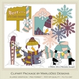 Brrr Its Cold Outside Snowman & Penguin - Colors 11 - Clip Art Graphics