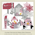 Brrr Its Cold Outside Snowman & Penguin - Colors 13 - Clip Art Graphics