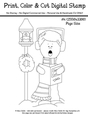 Boy Caroler under Lantern d2 - Joy to the World Christmas Carolers - Large Digital Stamp