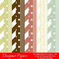 Christmas Colors 10 Chevron, Polka Dots & Stripes A4 Digital Paper Backgrounds