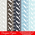 Winter Season Colors 5 Polka Dots, Stripes & Snowflakes A4 Digital Paper Backgrounds