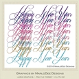 Beautiful Script Happy New Year Word Art Graphics pkg 1
