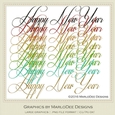 Beautiful Script Happy New Year Word Art Graphics pkg 2