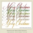 Beautiful Script Merry Christmas Word Art Graphics pkg 1