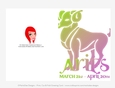Quick Cut & Fold 5x7 Birthday Zodiac Greeting Card | Aries Sign | design 1
