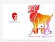 Quick Cut & Fold 5x7 Birthday Zodiac Greeting Card | Aries Sign | design 2