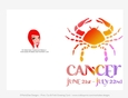 Quick Cut & Fold 5x7 Birthday Zodiac Greeting Card | Cancer Sign | design 2