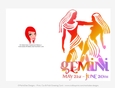 Quick Cut & Fold 5x7 Birthday Zodiac Greeting Card | Gemini Sign | design 2
