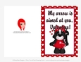 My Arrow is Aimed - Childrens Printable Valentines Day 5x7 Greeting Card - Skunk Design
