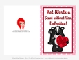 Not Worth a Scent - Childrens Printable Valentines Day 5x7 Greeting Card - Skunk Design