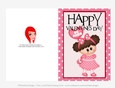 Be Mine - Childrens Printable Valentines Day 5x7 Greeting Card - Little Girl Design 1