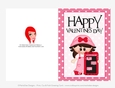 Cellphone Love - Childrens Printable Valentines Day 5x7 Greeting Card - Little Girl Design 1