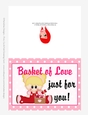Basket of Love - Childrens Printable Valentines Day 5x7 Greeting Card - Little Girl Design