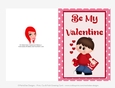 Be My Valentine - Childrens Printable Valentines Day 5x7 Greeting Card - Little Boy Design