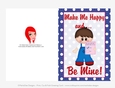 Make Me Happy - Childrens Printable Valentines Day 5x7 Greeting Card - Little Boy Design 