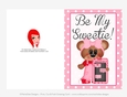 Cellphone Love - Childrens Printable Valentines Day 5x7 Greeting Card - Girl Bear Design
