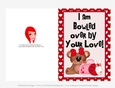 I am Bowled Over - Childrens Printable Valentines Day 5x7 Greeting Card - Girl Bear Design