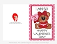 I am Sweet on You - Childrens Printable Valentines Day 5x7 Greeting Card - Girl Bear Design