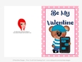 Cellphone Love - Childrens Printable Valentines Day 5x7 Greeting Card - Boy Bear Design