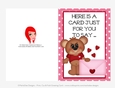 Penpal Love - Childrens Printable Valentines Day 5x7 Greeting Card - Boy Bear Design