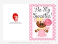 Be My Sweetie - Childrens Printable Valentines Day 5x7 Greeting Card - Gingerbread Design 1