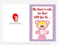 My Heart is - Childrens Printable Valentines Day 5x7 Greeting Card - Care a Lot Kids Design
