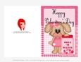Hugs and Kisses - Childrens Printable Valentines Day 5x7 Greeting Card - Puppy Dog Design 1
