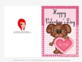 Be Mine - Childrens Printable Valentines Day 5x7 Greeting Card - Puppy Dog Design 1