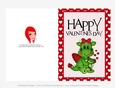 Hearts and Bow - Childrens Printable Valentines Day 5x7 Greeting Card - Dragons Design