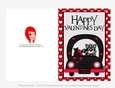 Getaway Car - Childrens Printable Valentines Day 5x7 Greeting Card - Raccoon Design