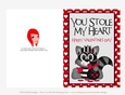 You Stole My Heart - Childrens Printable Valentines Day 5x7 Greeting Card - Raccoon Design 2