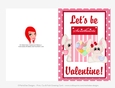 Lets Be Sweethearts - Childrens Printable Valentines Day 5x7 Greeting Card - Bunny Design