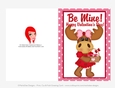 Be Mine - Childrens Printable Valentines Day 5x7 Greeting Card - Molly Moose Design 1